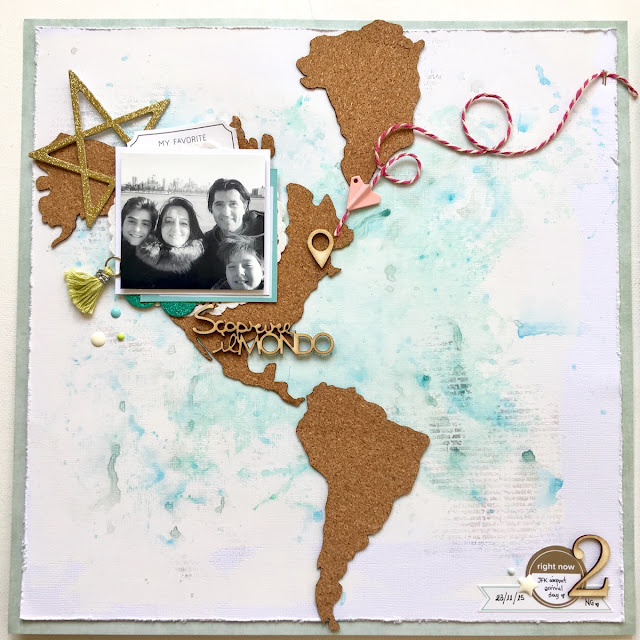 Travel The World Double Scrapbook Page by Angela Tombari for Yuppla Craft DT