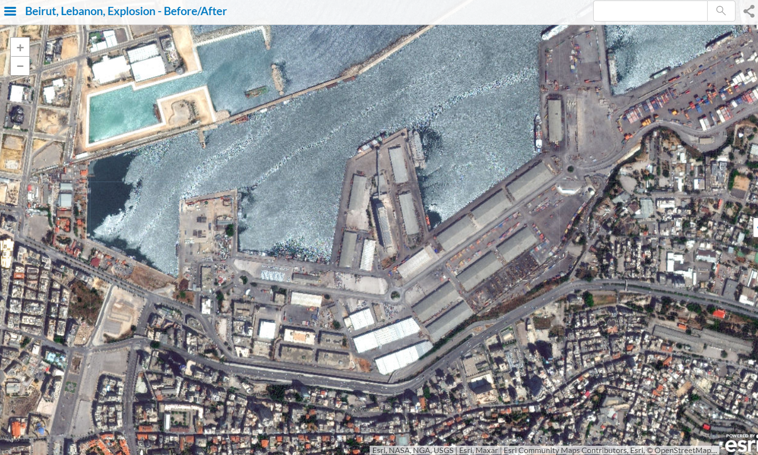 Beirut, Lebanon, Explosion Before/After, Satellite Temporal View