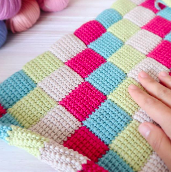 El blog de Dmc Tutorial punto Entrelac de ganchillo con Ahuyama Crochet y Natura Bamboo