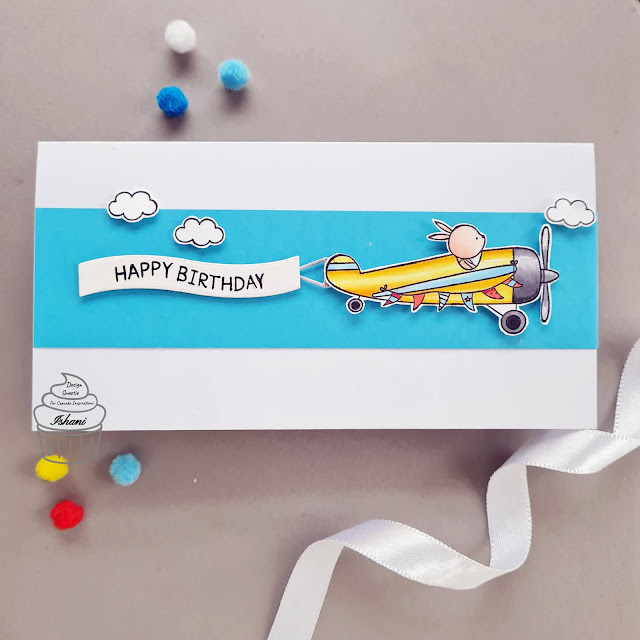 MFT Stamps - high flying adventure stamp set, Aeroplane card, Birthday card for a pilot, Airplane card, quillish