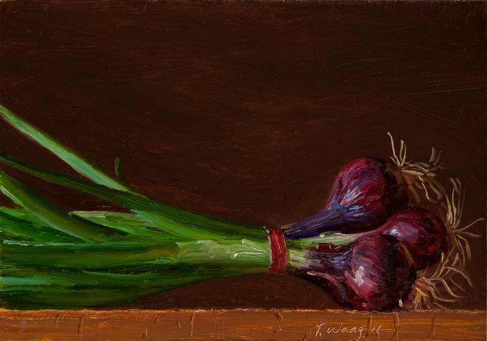 Wang Fine Art red onions painting original still life daily painting a day