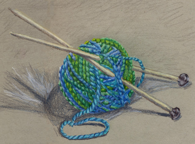 Colored pencil drawing -- ball of yarn