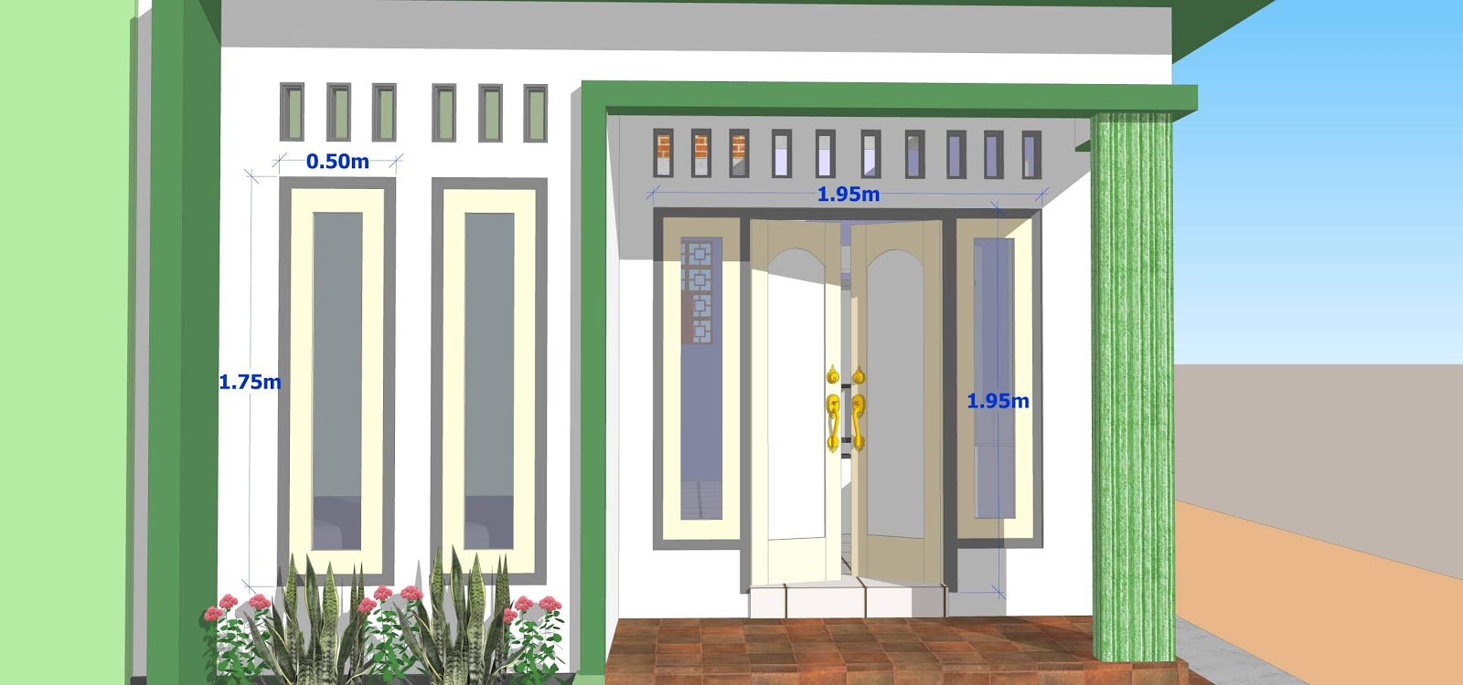 DESAIN Rumah Minimalis Sederhana 5x7 meter 2 Kamar