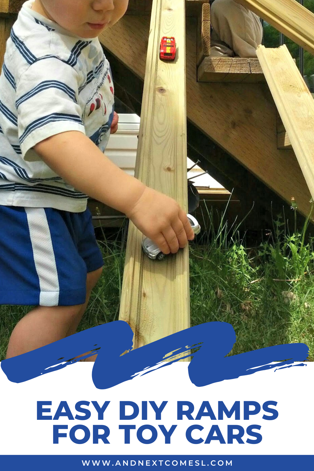 Easy DIY wooden ramps for toy cars - the kids will love racing their favorite Hot Wheels on these car ramps!