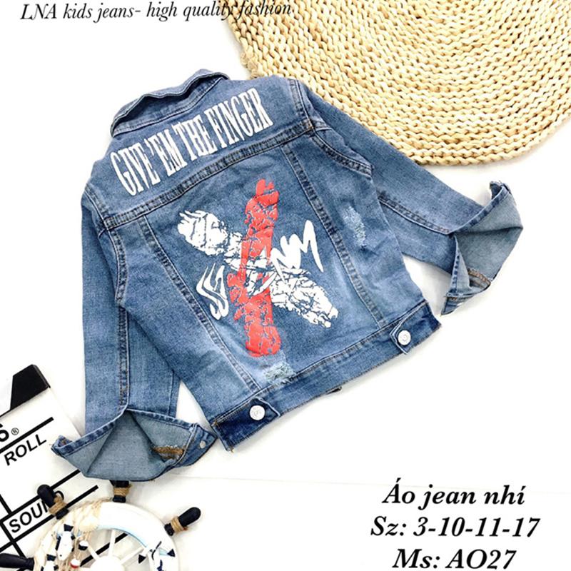 Áo Khoác Trẻ Em Denim Tay Dài In Chữ - LNA 159660 10 3 564