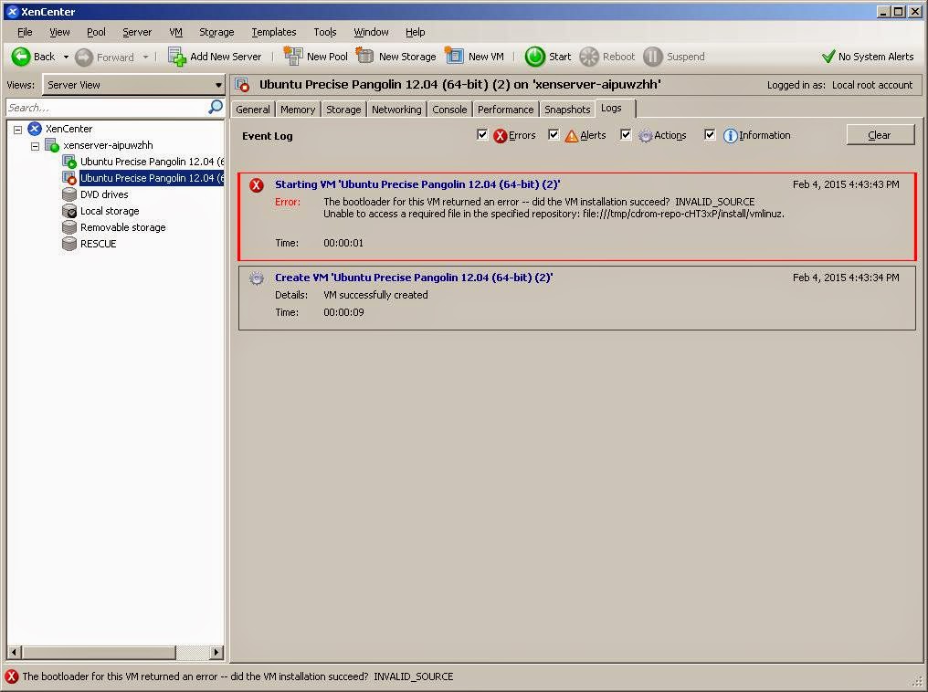 The sysadminosaurus it blog xenserver the bootloader for this vm