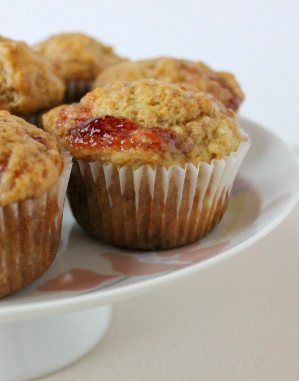 Peanut Butter and Jelly Muffins:  Low-fat, lower calorie treats with the classic taste of PB&J