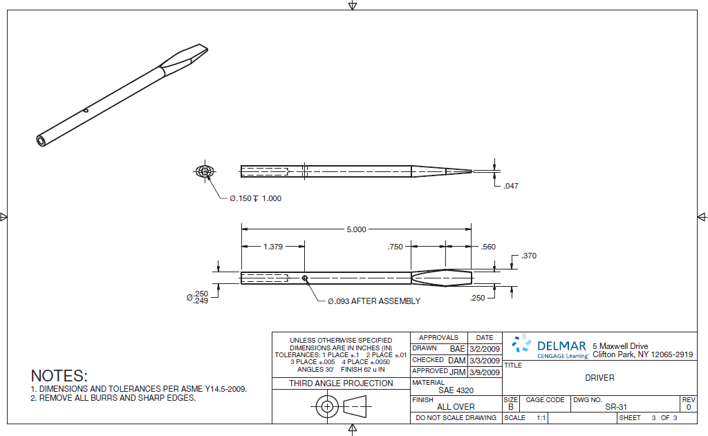 Detail Drawing of Screwdriver Assembly and Parts with Dimension CAD Drawing Blueprint
