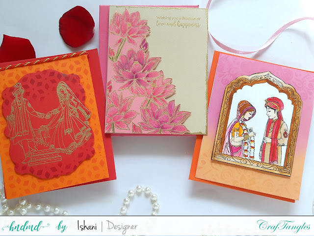 Video tutorial of Anniversary card ideas, CrafTangles stamps, Indian wedding card ideas, DIY wedding invitations, quillish, Hindu marriage cards, Anniversary card ideas