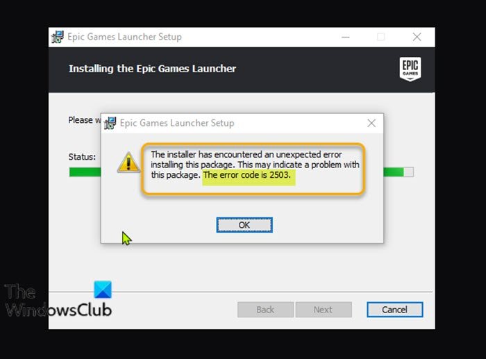 Código de error de Epic Games 2503 y 2502