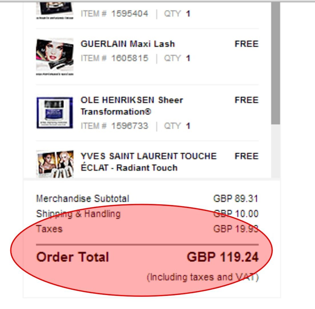 Sephora International Checkout Showing UK Delivery & Taxes