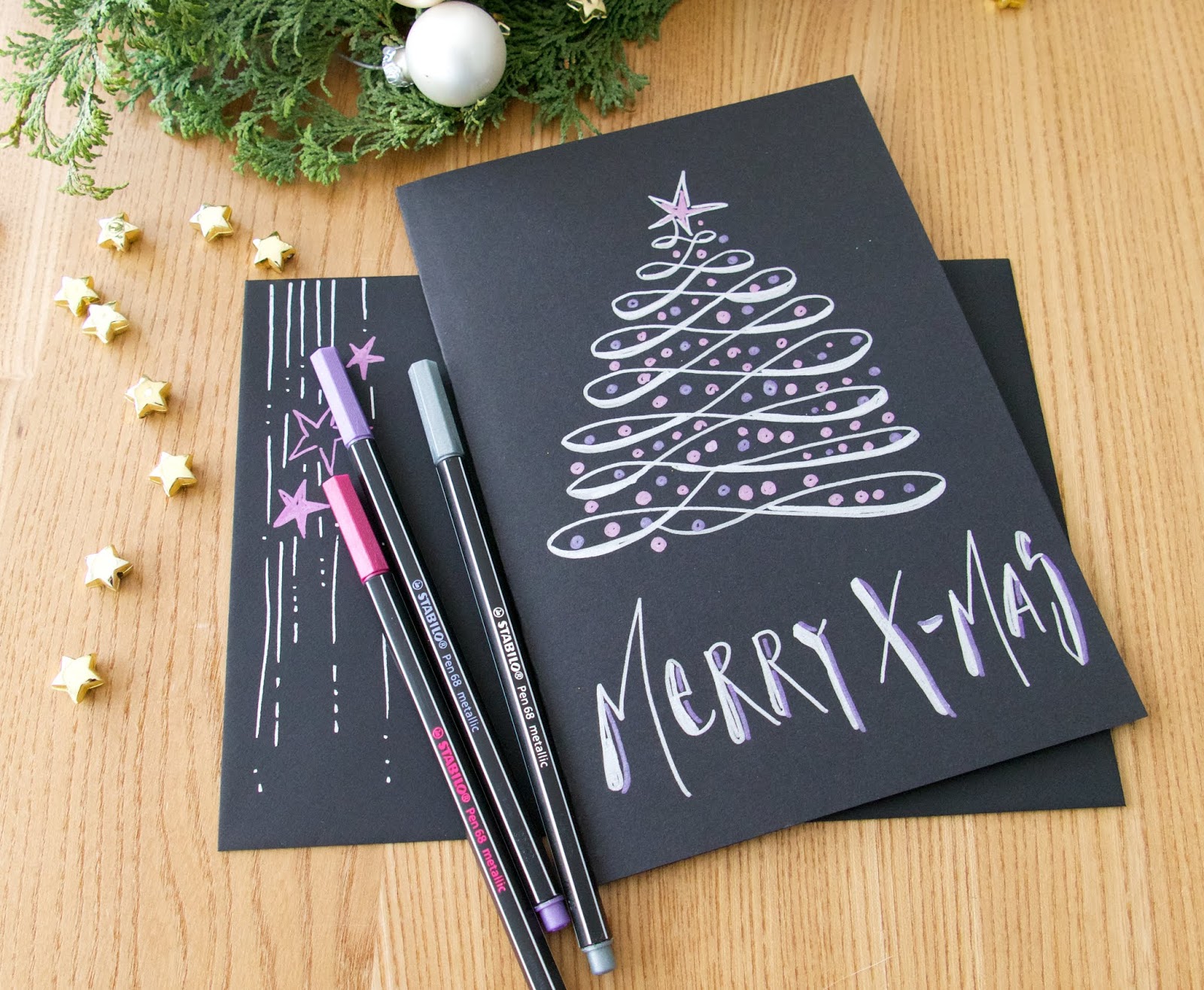 mit Strich & Faden edle Weihnachtskarten selber schreiben (mit Video)