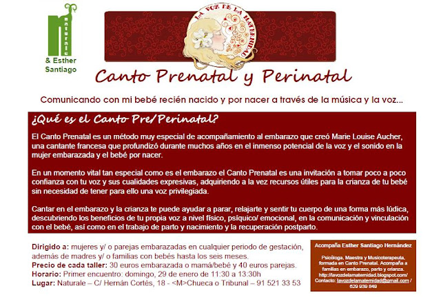 TALLER DE CANTO PRE Y PERINATAL 29 DE ENERO