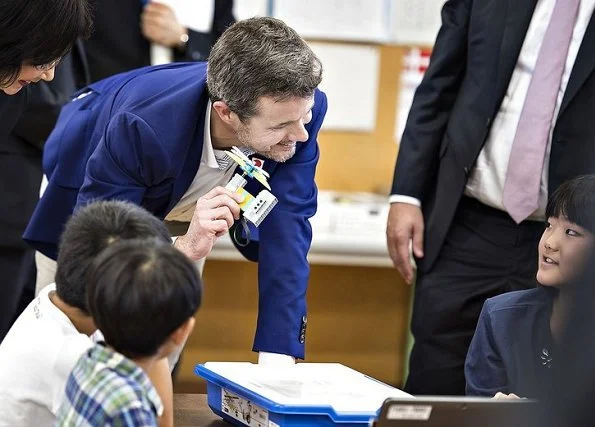 Crown Princess Mary wore Massimo Dutti Pant Suit. visits Funabashi primary school and Design Walk companies