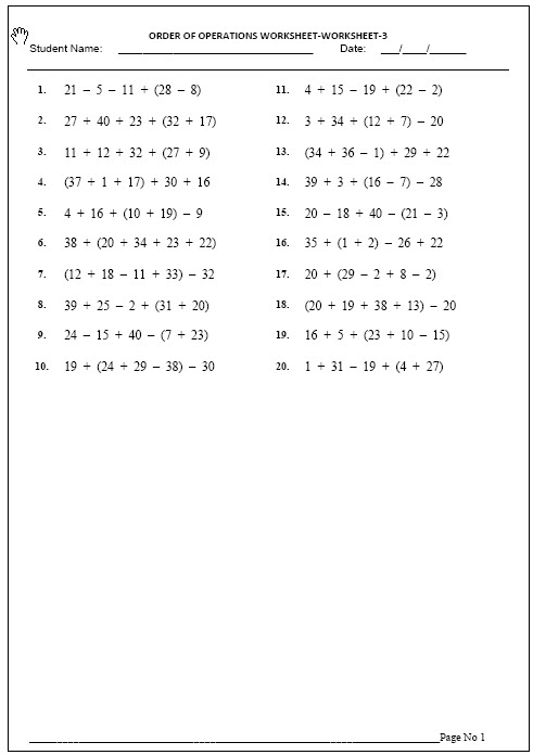 Free Download Printable Worksheets For Grade 4 Maths Order of