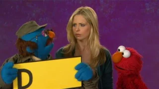 Sarah Michelle Gellar talks with Elmo about disappointed. Celebrity. the Word on the Street. Sesame Street Episode 4417 Grandparents Celebration season 44