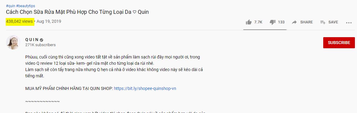 chọn video có lượt view cao hơn