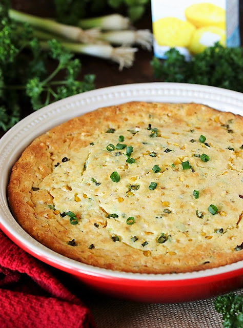 Easy Corn Fritter Casserole Image ~ made with cream-style corn and package corn muffin mix.