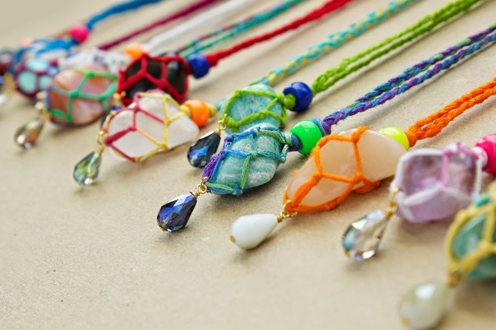 Yarn Wrapped Stone Necklace Munchkins and Mayhem
