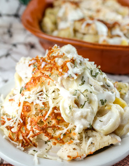 Copycat Olive Garden Oven Baked Tortellini Alfredo With Grilled