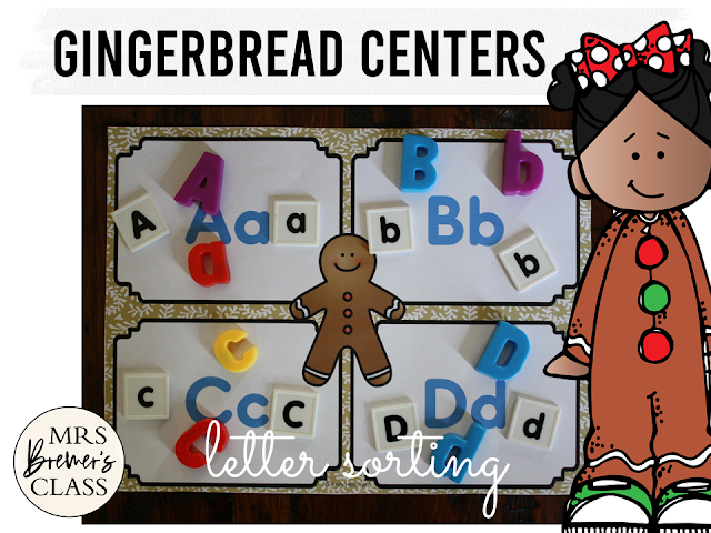 Gingerbread Centers with Math and Literacy Activities for Kindergarten at Christmas