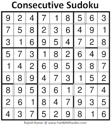 Consecutive Sudoku (Fun With Sudoku #86) Solution