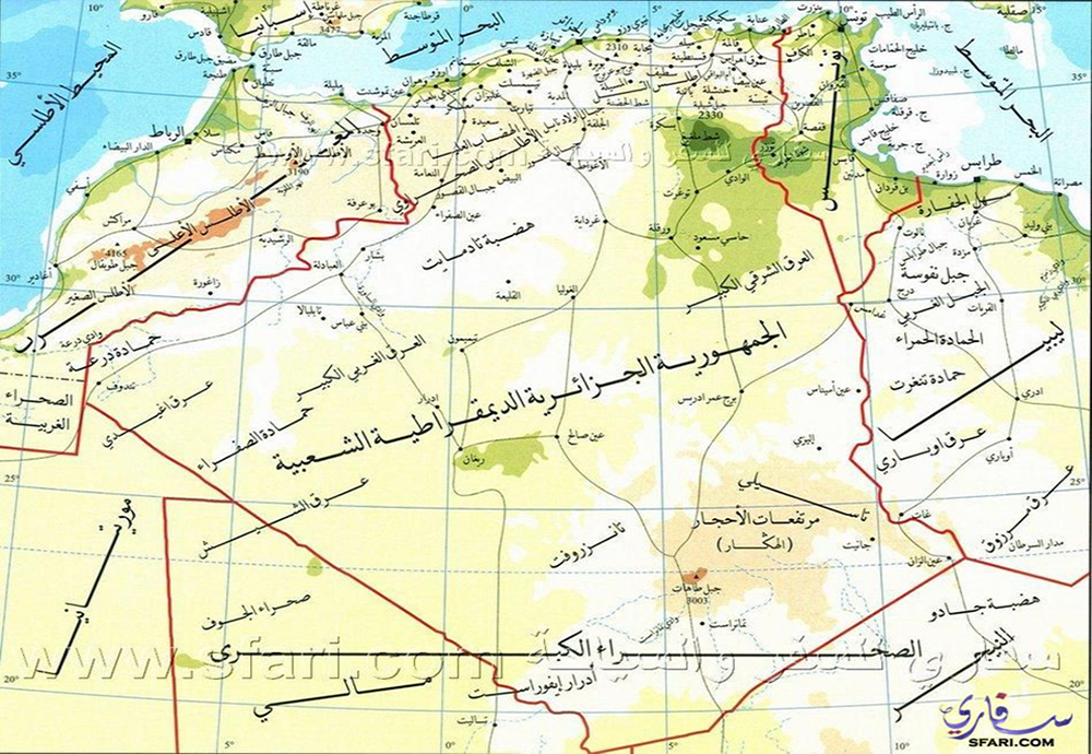 خريطة الجزائر المفصلة  ولايات الجزائر بالاسماء والارقام