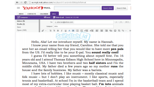 Terjemahan Text 1: An Email From Hannah Untuk Alia Bahasa Inggris Kelas 10