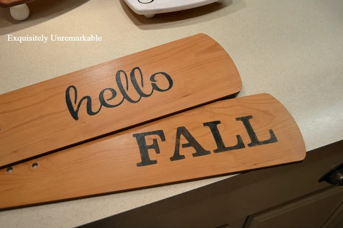 Hello Fall Stenciled ceiling fan blades