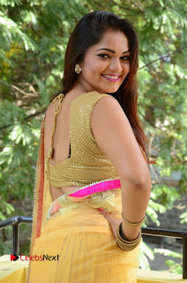 Telugu Actress Ashwini Latest Pictures in Silver Golden Embroidery Saree  0015