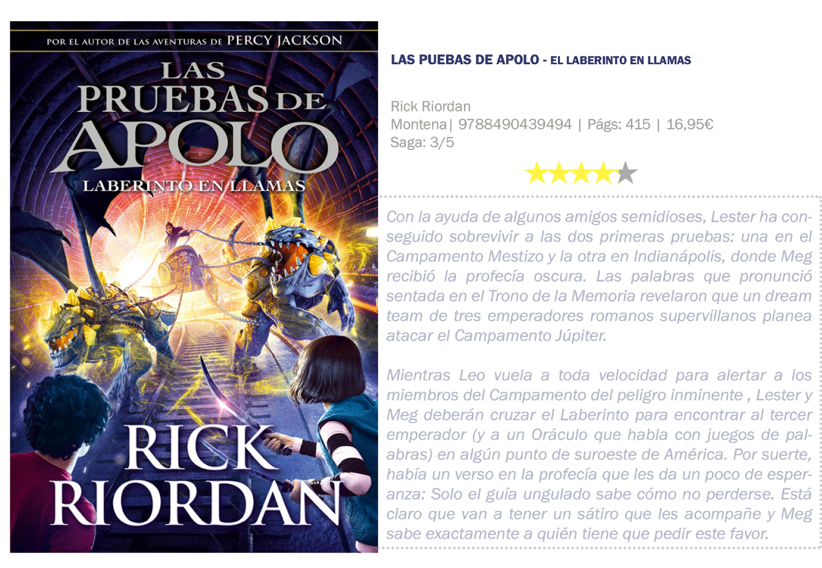 Bemelë 32 Blog literario Reseña Las pruebas de Apolo El laberinto