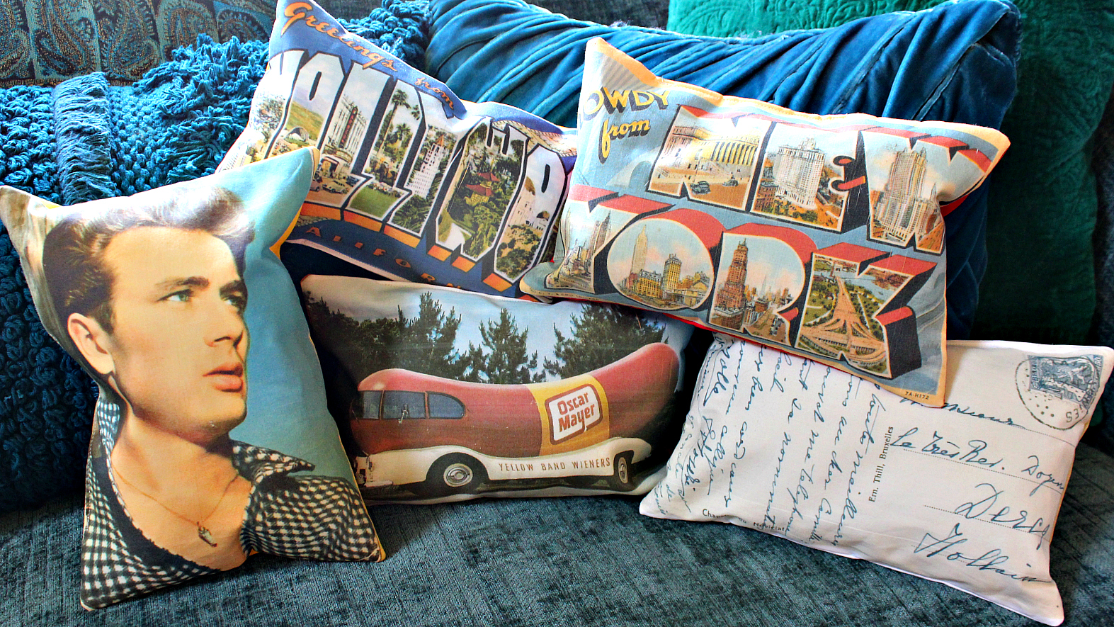 Mark Montano Vintage Postcard Pillows