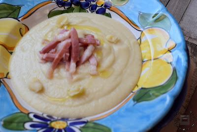 crema di fave con speck croccante