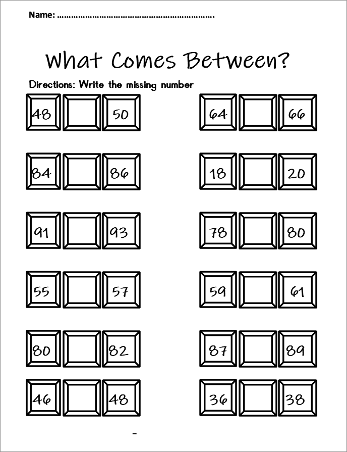 Maths Worksheet : What Comes Between Maths Worksheet : What Comes Between