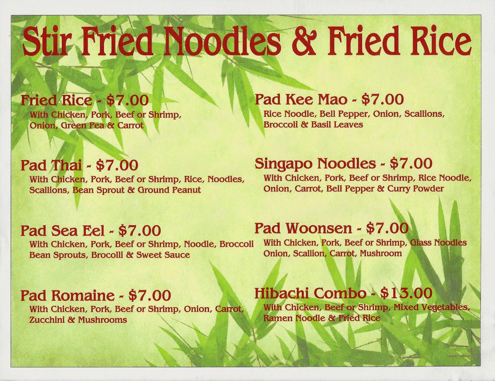 ASIAN NOODLE CATERING MENU FOOD