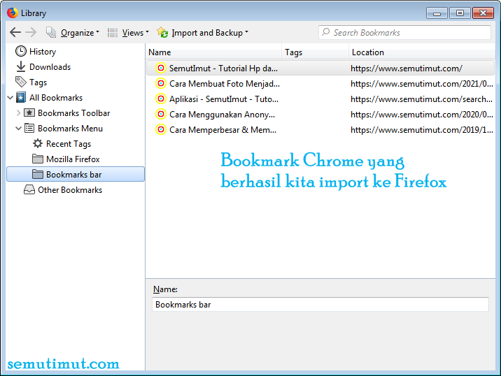 Cara Export Bookmark Google Chrome (+Import ke Firefox) SemutImut