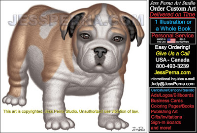 Bulldog Puppy Cartoon Character for Ad
