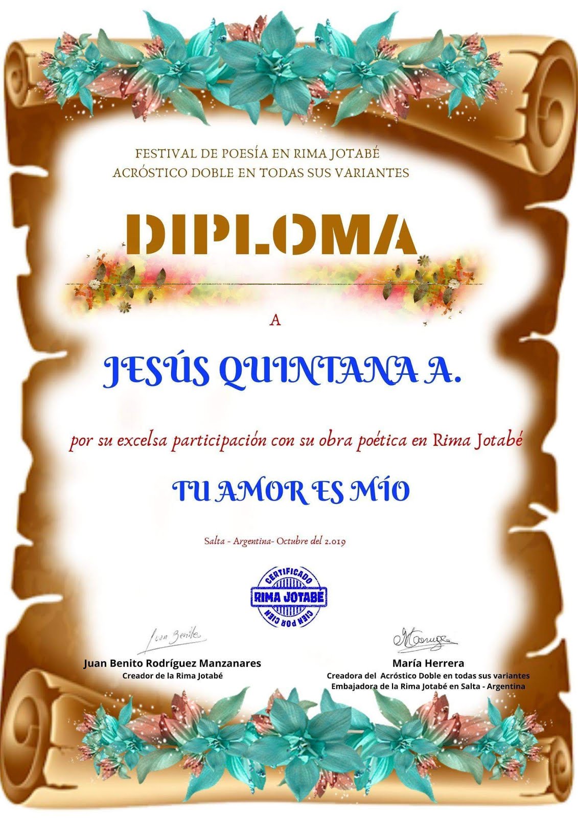 Diploma Acrostico Doble Jotabe