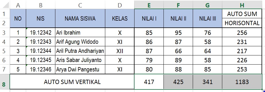 Manfaat Autosum Di Excell Cara Menggunakan Sinau Thewe Com