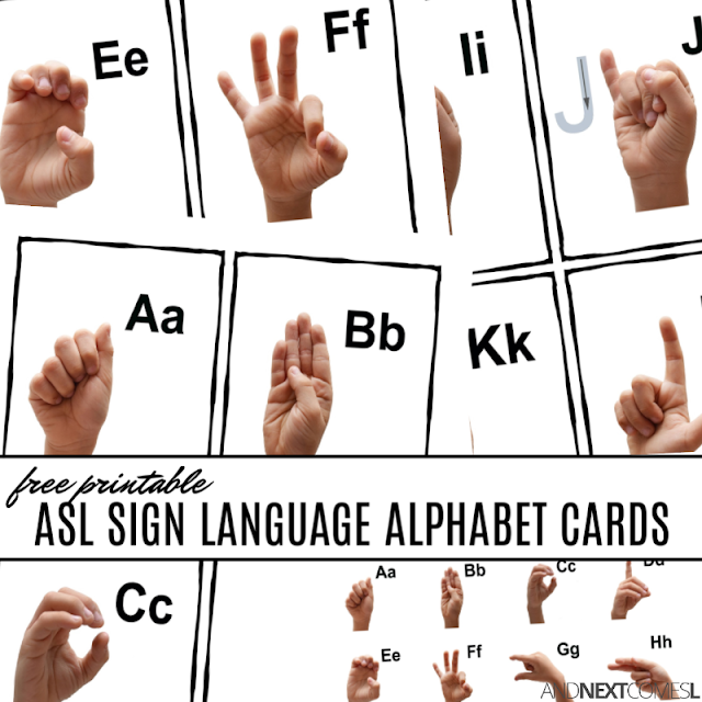 Free printable ASL sign language alphabet cards and poster