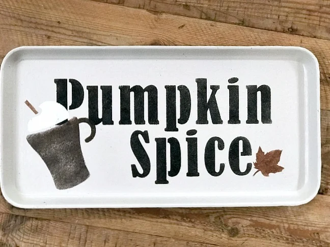 Pumpkin Spice stenciled tray