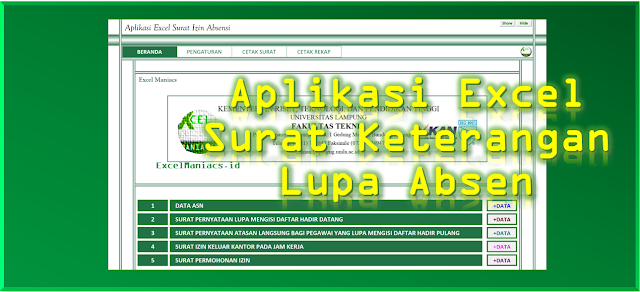 Aplikasi Excel Surat Keterangan Lupa Absen Aplikasi Excel Surat Keterangan Lupa Absen