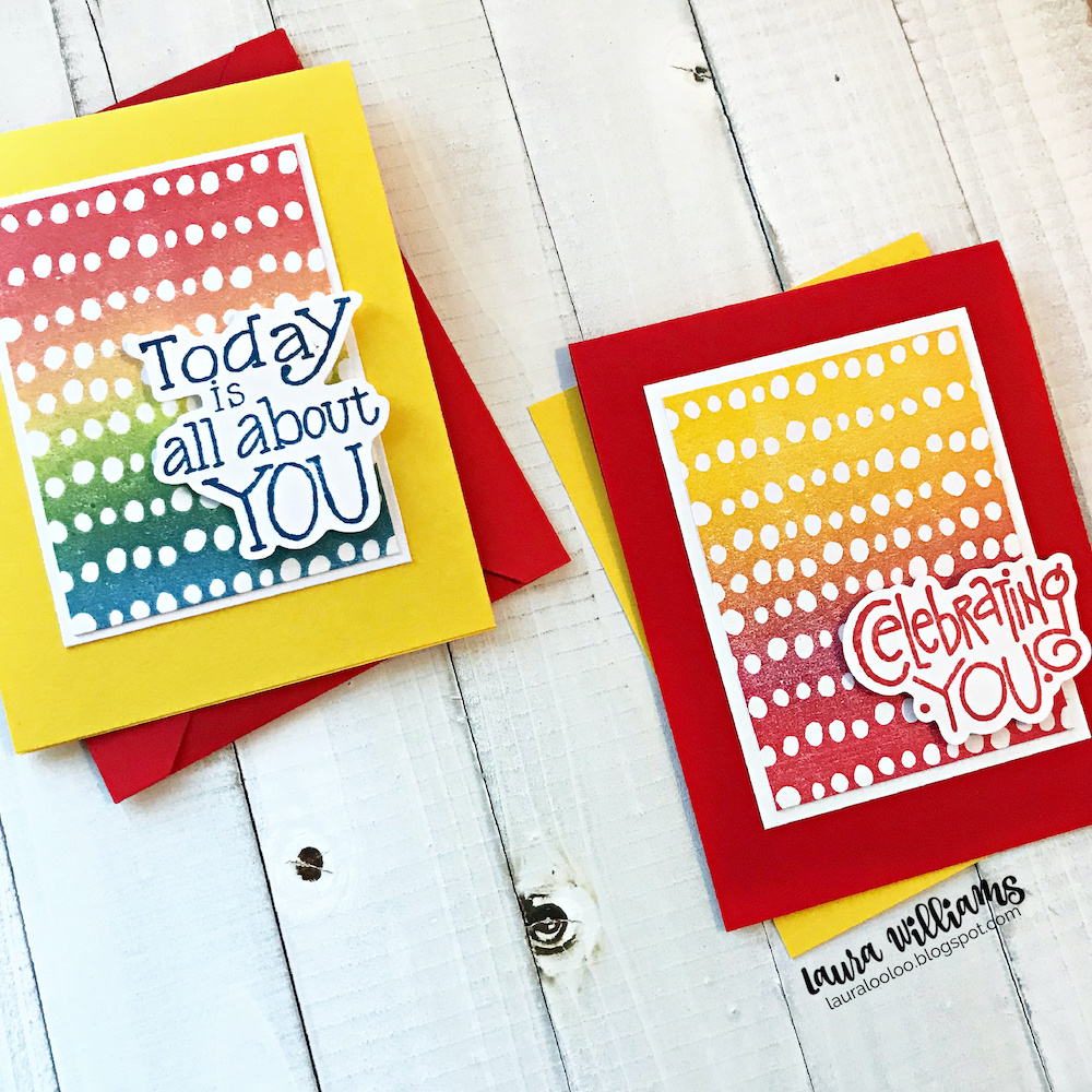Click here to learn how to make a simple birthday card set using background stamps and the Create-A-Palette ink pad from FSJ + Spellbinders