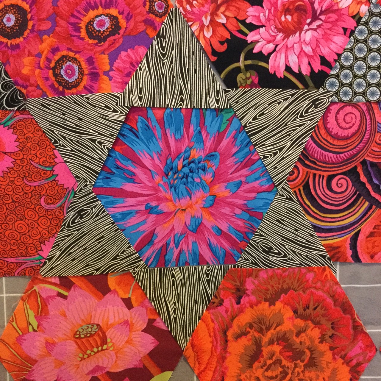 Wendy's Quilts and More My Kaffe quilt Tropical Hexagons