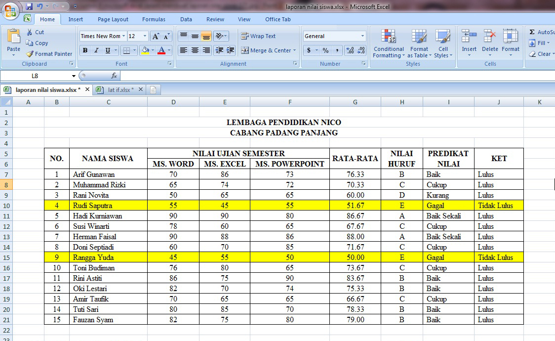 Cara Membuat Laporan Nilai Siswa Pada Program Microsoft Excel