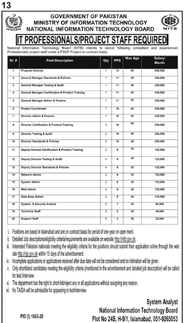 Ministry of Information Technology Government Jobs 2020