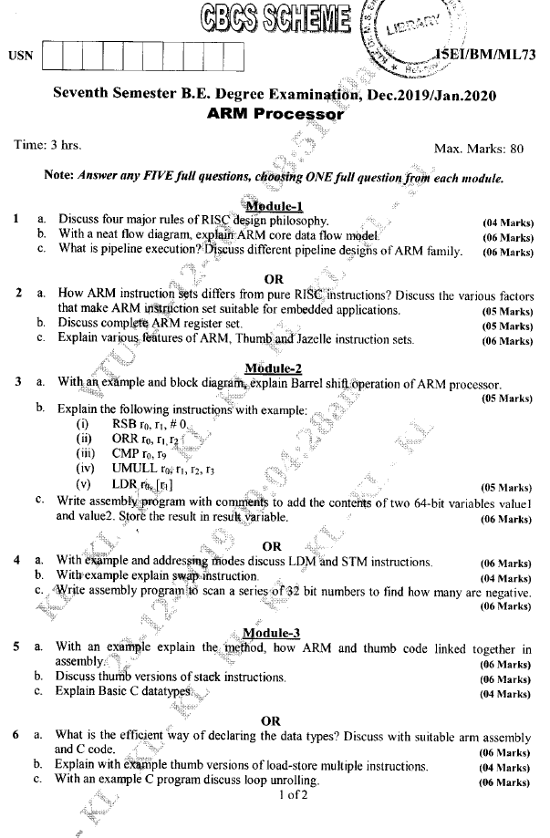 Visvesvaraya Technological University B.E. (CBCS) Seventh Semester 15EI