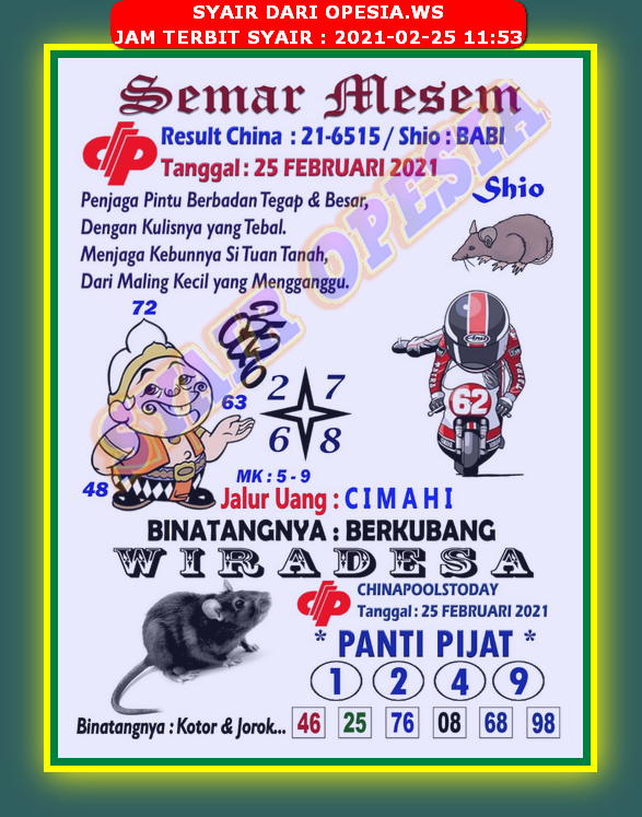 ֎ Syair semar mesem sgp 25 februari 2022  ஆ 