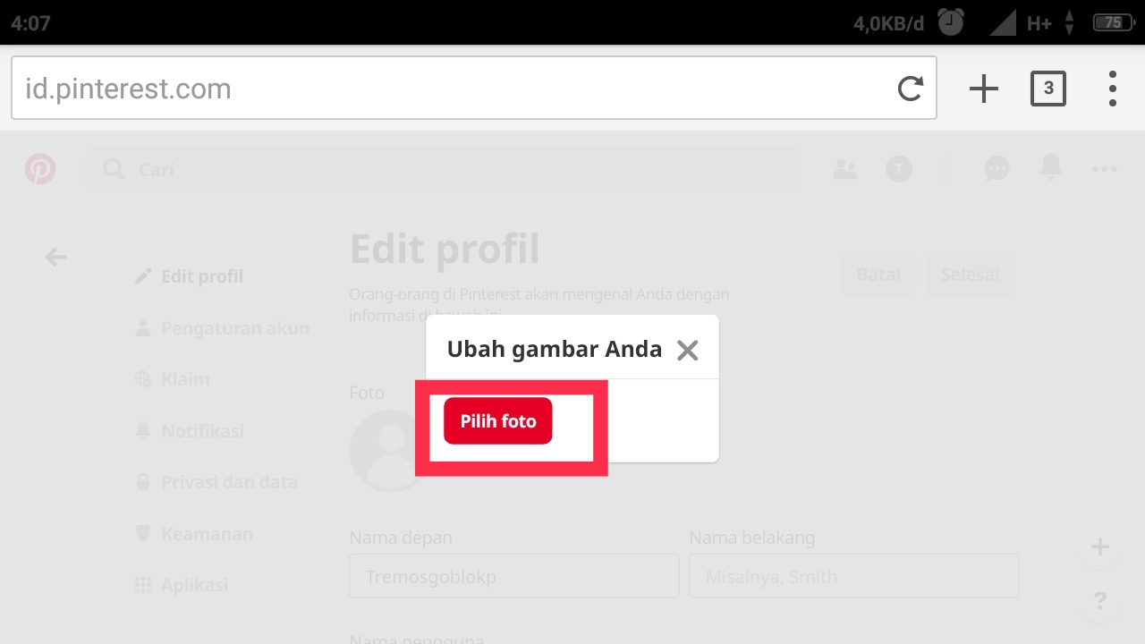 Pinterest dalam Bahasa Indonesia