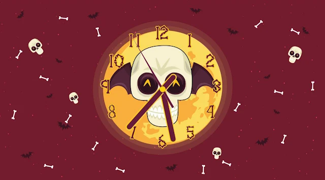 Skull Halloween Clock Screensaver